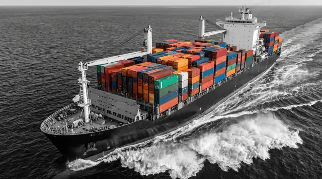A container ship at sea